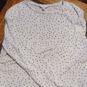 Time and Tru White Long Sleeve with Black Dots
